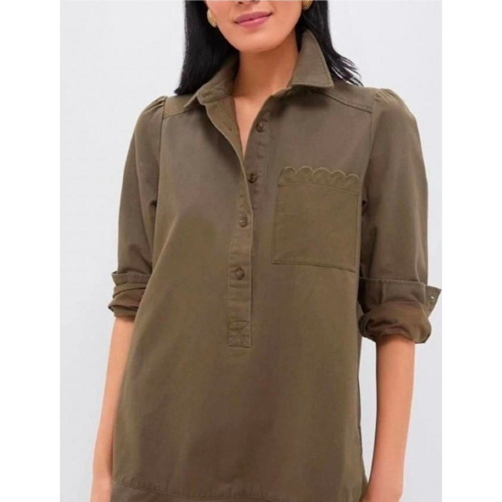 Tuckernuck Army Green Scallop Pocket Callahan Dress Medium NWT Shirt Dress